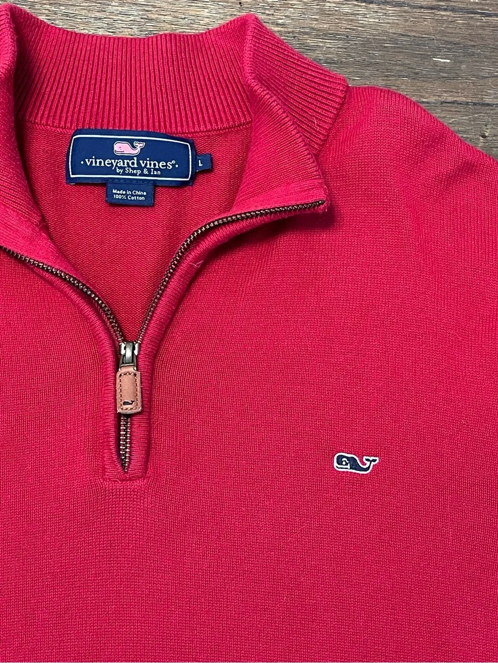 Vineyard Vines Red 1/4 Zip Sweater Mens Large